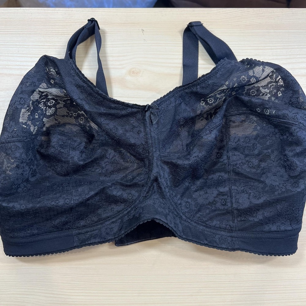 Elila Minimizer Bra Womens 36J Black Lace Full Coverage Wireless Unpadded